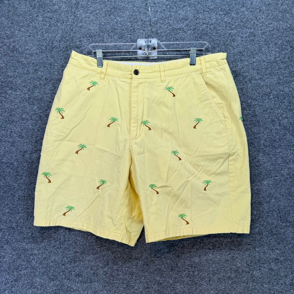 Castaway Nantucket Chino Shorts Mens 36 Yellow Palm Tree Embroidered Preppy